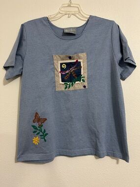 Cover Charge Blue Short Sleeve Tee and Shorts with Dragonfly Graphic